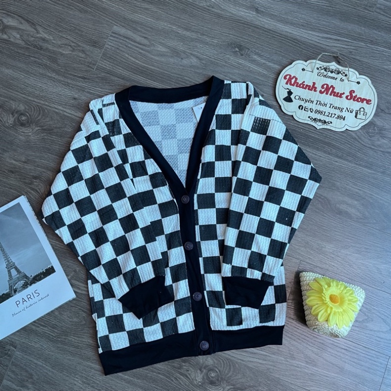 Áo cardigan - áo gile họa tiết caro phong cách hàn quốc chất vải len đan - Hàng mới về | BigBuy360 - bigbuy360.vn