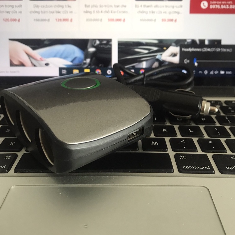 Bộ Chia Tẩu Sạc ô tô xe hơi, trang bị 3 tẩu và 2 cổng USB sạc điện thoại chính hãng 12v, 24v