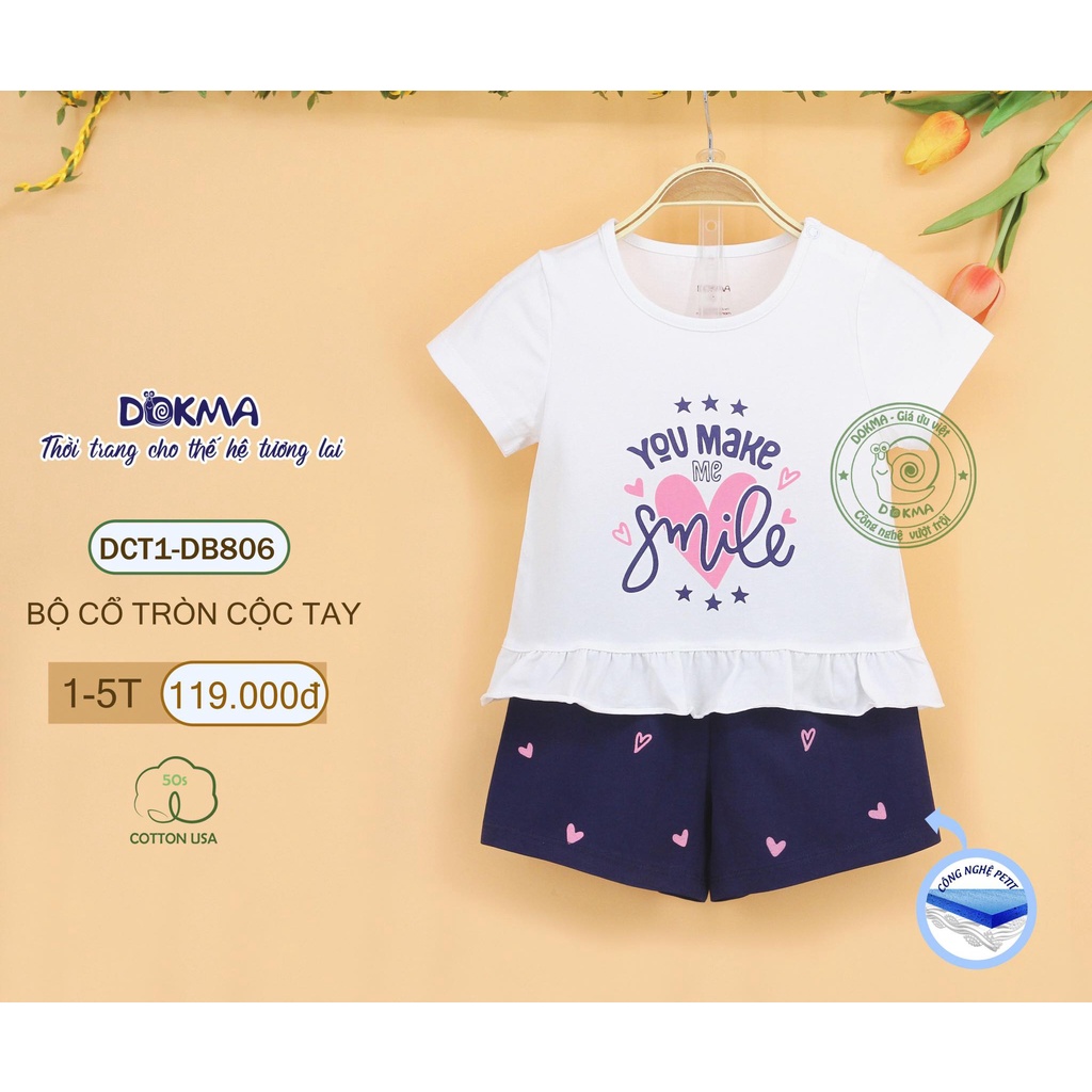 [Mã SKAMCLU7 giảm 10% cho đơn từ 0Đ] [Chính Hãng] Bộ cộc tay quần đùi cotton cổ tròn trẻ em Dokma