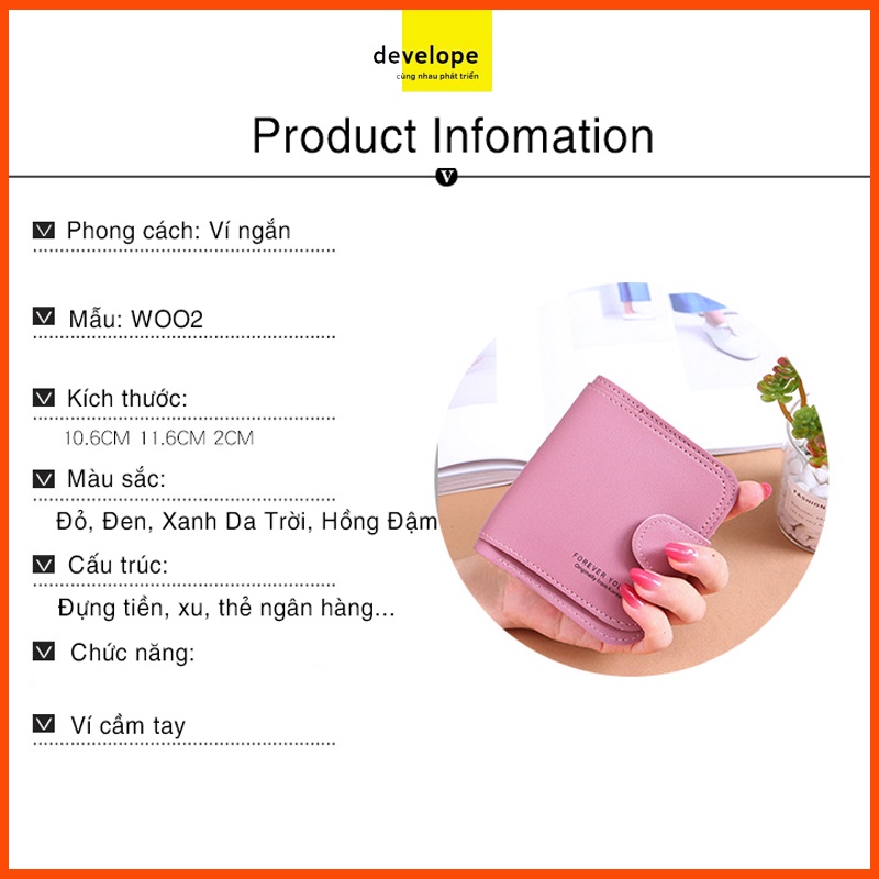 Ví nữ mini cầm tay 2 ngăn kéo da PU cao cấp thiết kế độc đáo đẹp mắt thời trang nhiều ngăn tiện dụng HX0073