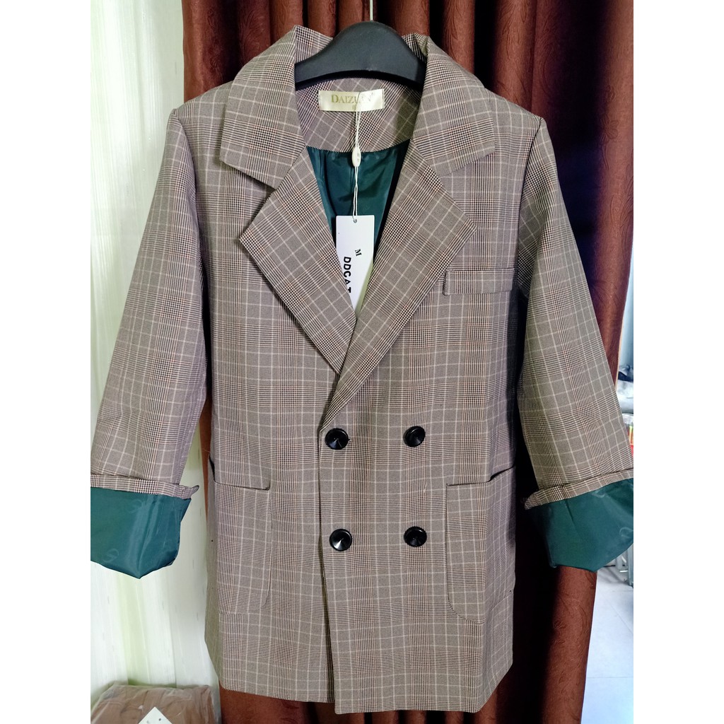ÁO BLAZER NỮ SỌC KẺ CARO 2 LỚP | BigBuy360 - bigbuy360.vn