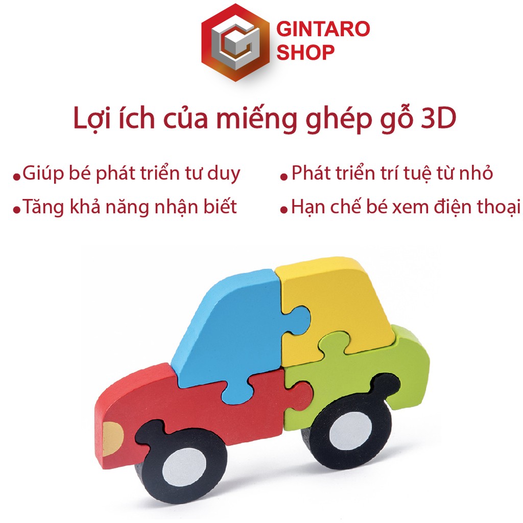 Tranh ghép hình cho bé gỗ nổi 3D , Tranh xếp hình bằng gỗ giúp bé phát triển tư duy và trí tuệ từ nhỏ GINTARO SHOP