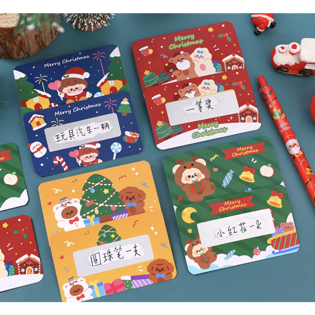 Set 20 Thẻ Bài Cào May Mắn Phong Cách Giáng Sinh Cho Bé