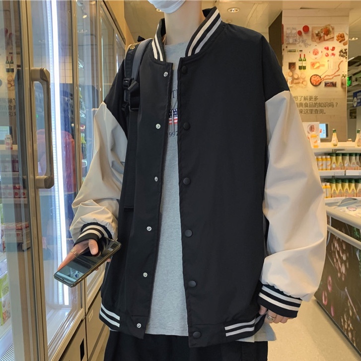 Áo bomber nam form rộng thời trang ulzzang hàn quốc 2021, Áo khoác nam thu đông kiểu bóng chày phong cách đi học đi chơi