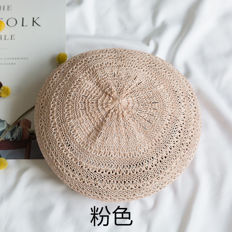 Mũ Beret Đan Bằng Cotton Lanh Thoáng Khí Màu Sắc Đơn Giản Phong Cách Nhật Bản