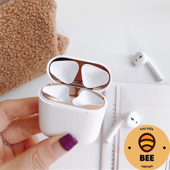 Miếng Dán Kim Loại Chống Bụi Bảo Vệ AirPods 1 2 Miếng Dán Chống Bám Bẩn Airpod 1 2 -BEE SHOP