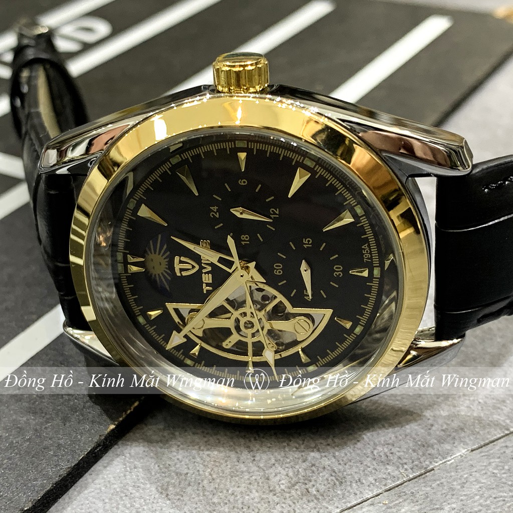 Đồng hồ cơ nam dây da cao cấp Tevise T795-1 full box, mặt kính sapphire chống xước, chống nước, bảo hành 03 năm | BigBuy360 - bigbuy360.vn