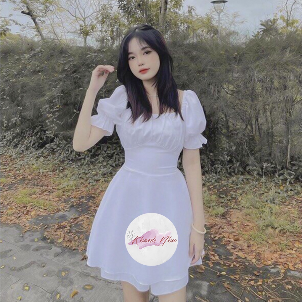 Váy BaByDoll Tay Ngắn Bo Chun Nữ - Đầm Dáng Xòe Ôm Eo Tay Phồng KHÁNH NHƯ STORE