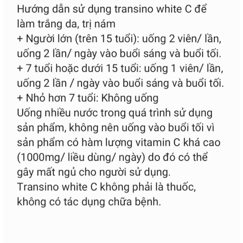 Viên uống trắng da Transino White C 120 viên Nhật Bản