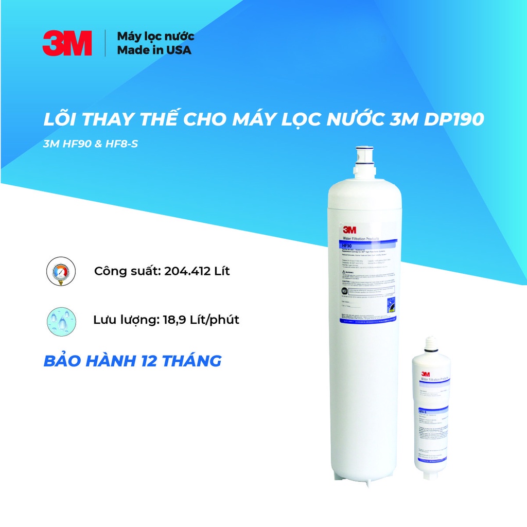 Bộ Lõi Thay Thế Dùng Cho Máy Lọc Nước Thương Mại 3M DP190 (3M HF90 &amp; HF8-S)