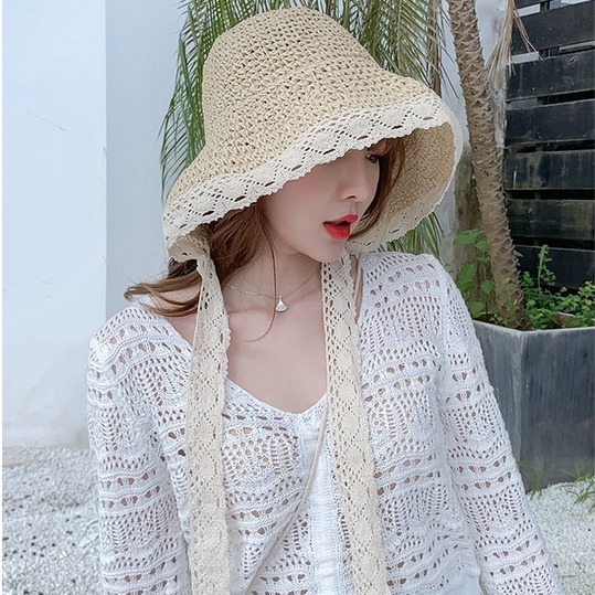 Nón Cói Rộng Vành Thắt Dây Che Nắng Đi Biển Thời Trang Mùa Hè Cho Nữ