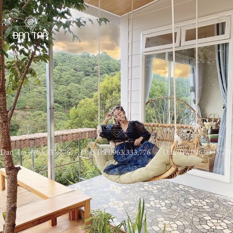 Xích Đu Đôi Mây, Xích Đu Mây Thư Giãn, Ghế Treo Mây Cao Cấp Giá Rẻ, Ghế Mây Tre ĐAN TRÀ, Nội thất Mây Tre Đan