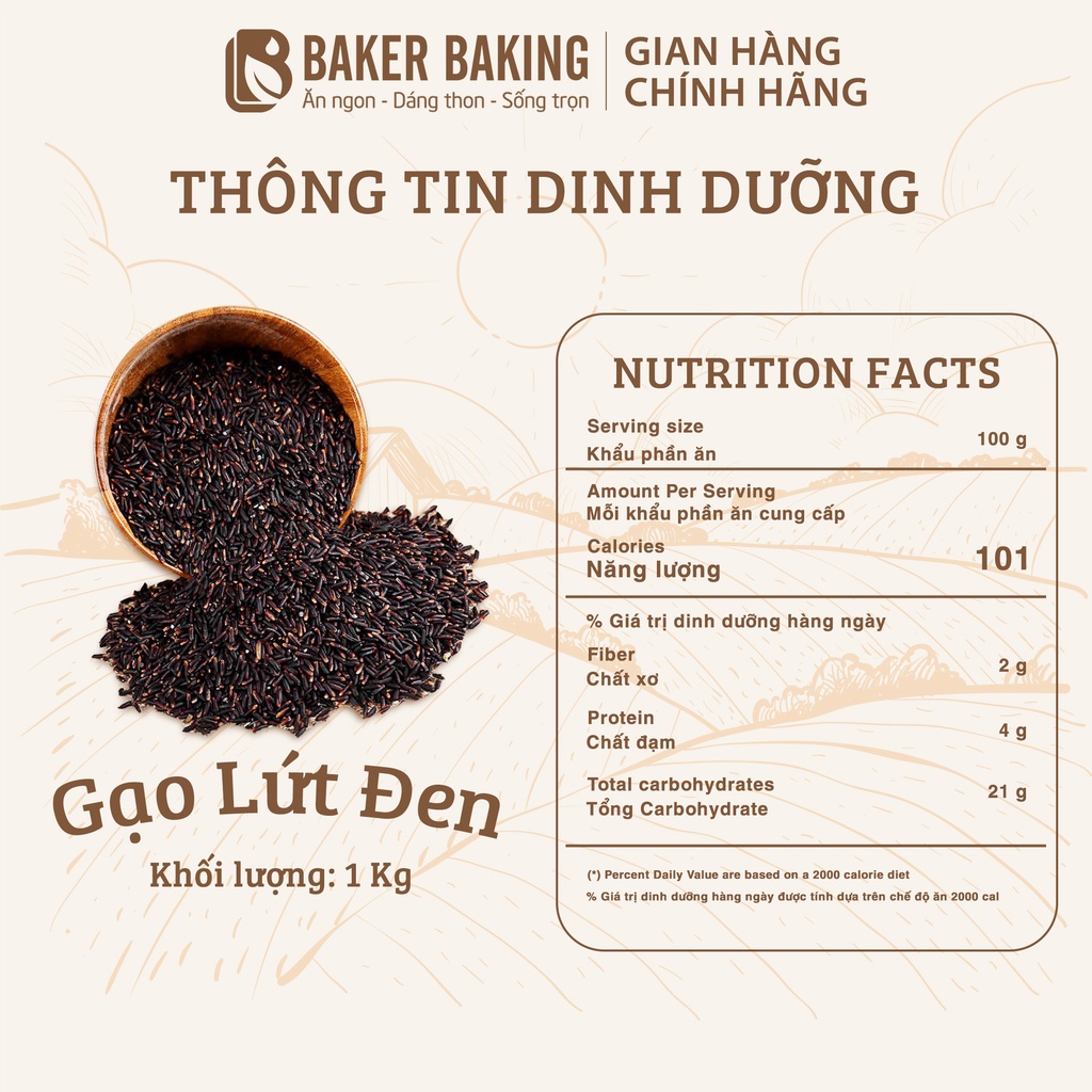 Gạo lứt dinh dưỡng Baker Baking hỗ trợ ăn kiêng giảm cân 1kg