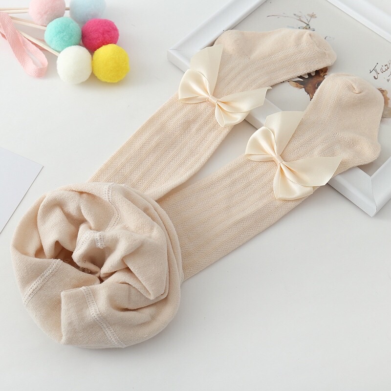 QUẦN TẤT đính nơ  điệu đà cho bé gái 0-8Y - chất liệu cotton lưới mỏng mềm thoáng