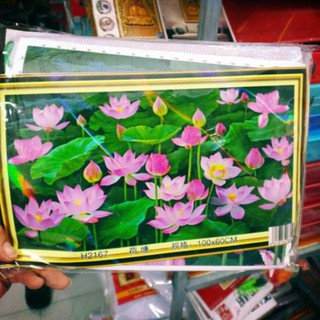 Tranh thêu chữ thập đầm sen toả hương thơm ngát kt 100*60cm (hình thật)
