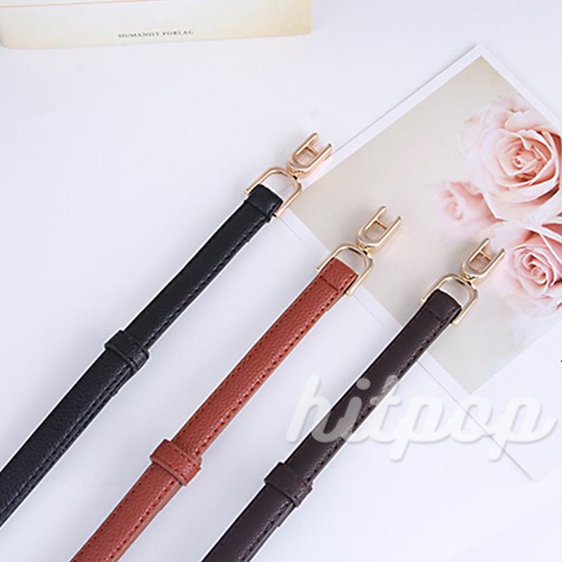 Thắt lưng da nhân tạo màu đen/cà phê/đen có khóa cài điều chỉnh được thời trang cho nữ