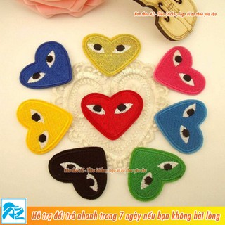 Patch vải thêu hình comme des garcons trái tim - Sticker Logo ủi quần áo balo S151