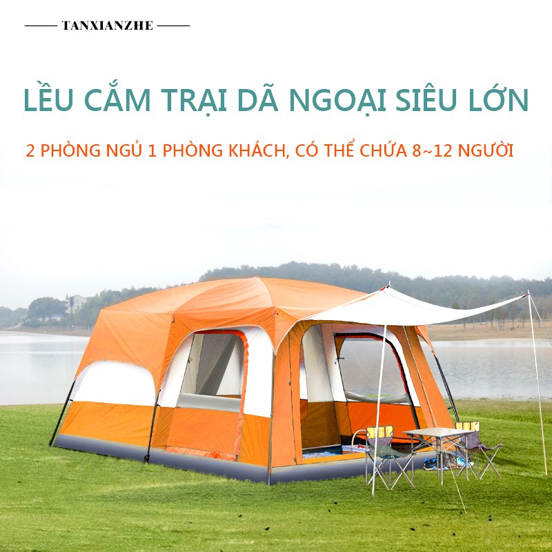 FU54GR/FU54OR Lều cắm trại picnic cỡ lớn 8-10 người chống nước chống gió không gian rộng rãi vinhthuan.shop