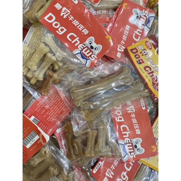Đủ Size Đồ Ăn Vặt Xương Canxi Da Bò Cho Chó Gặm Làm Sạch Răng Giúp Răng Chắc Khỏe 15cm