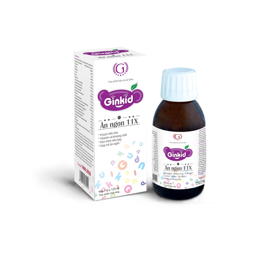 ✅ Ginkid Ăn ngon 11X cải thiện chức năng tiêu hóa cho trẻ hết biếng ăn lọ 125ml