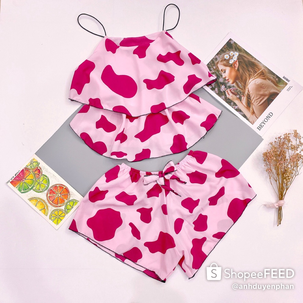 Đồ ngủ, đồ mặc nhà bò sữa hai dây vải đẹp mềm mại | BigBuy360 - bigbuy360.vn