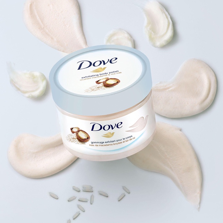 Kem Tẩy Tế Bào Chết Toàn Thân Dove Exfoliating Body Polish Crushed Macadamia &amp; Rice Milk  50gr