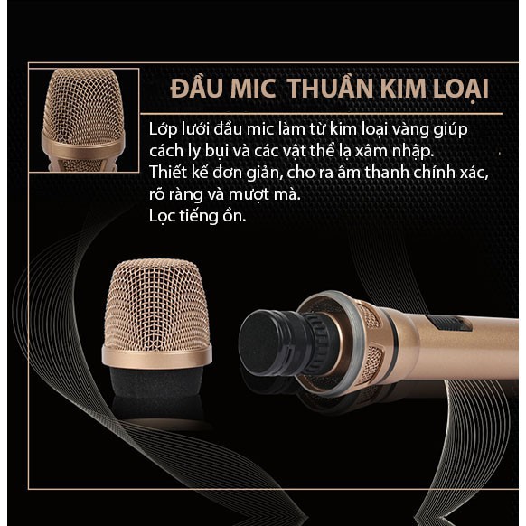 [Bán chạy nhất] Micro karaoke có dây cao cấp JSJ SF-9000A thiết kế sang trọng, mỹ quan hợp xu hướng, đầu mic làm từ kim 