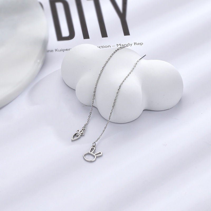 Hoa tai dài thỏ củ cải Hàn Quốc dễ thương Hoa tai chuỗi dài thời trang thanh lịch