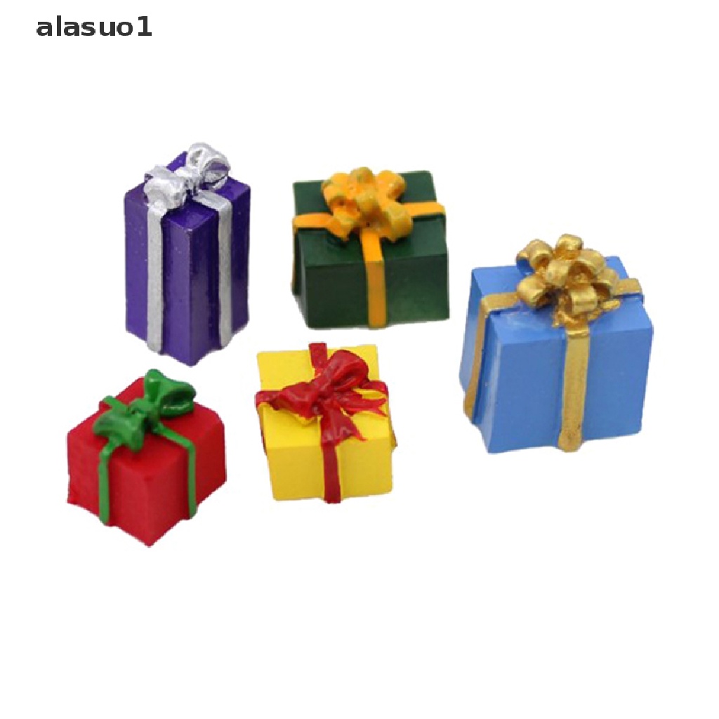 [alasuo1] Set 5 Hộp Quà Giáng Sinh Thu Nhỏ Trang Trí Nhà Búp Bê [VN]
