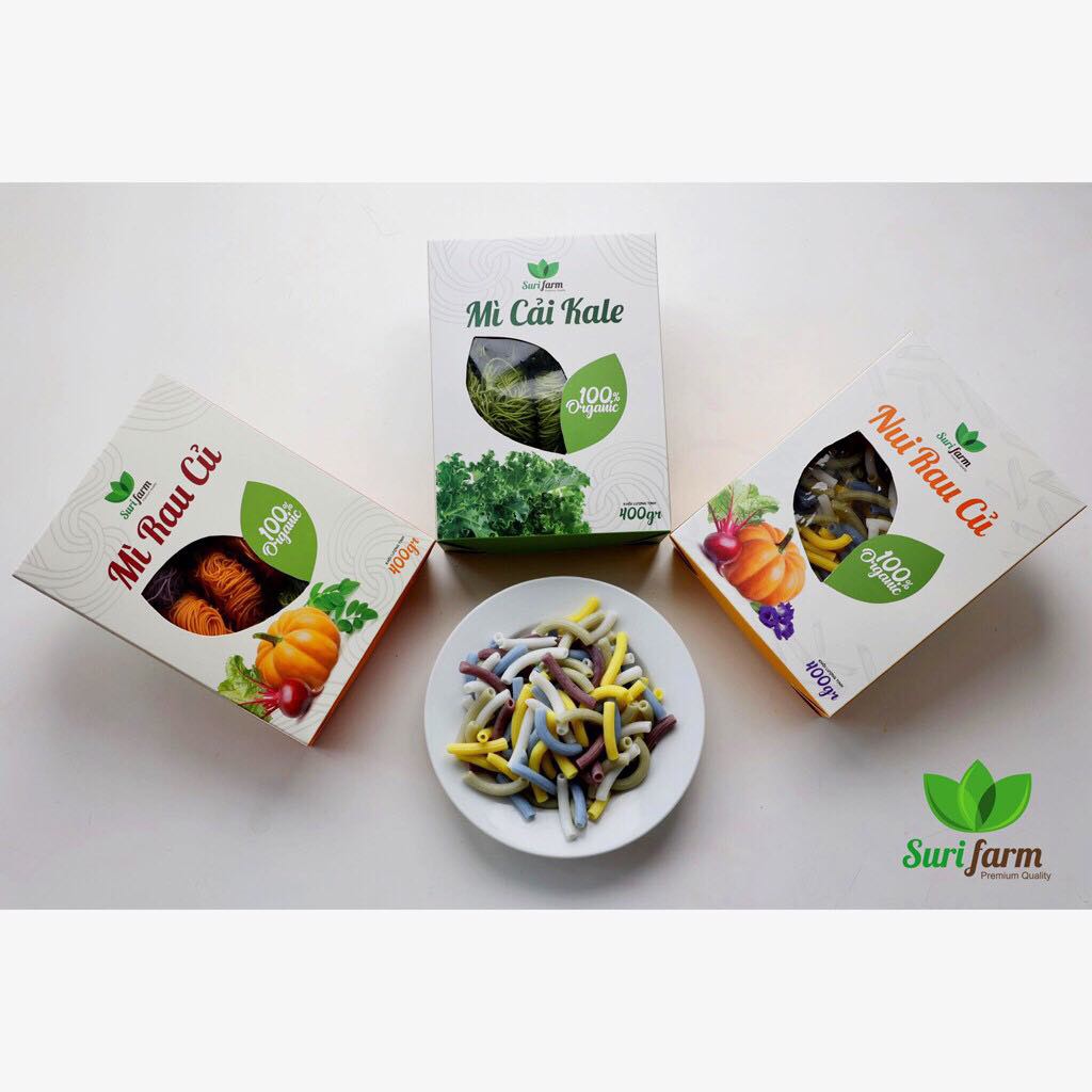 [COMBO TIẾT KIỆM] COMBO Mì cải Kale, Mỳ rau củ, Nui rau củ hữu cơ Surifarm 400gr/hộp