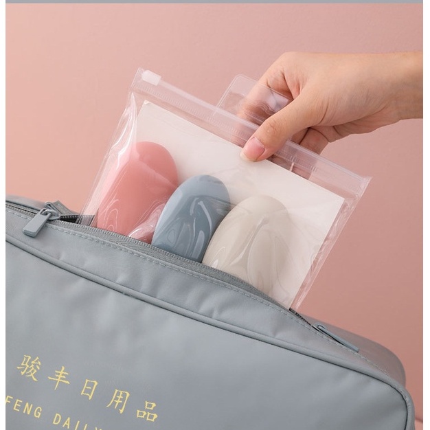 Set 3 Lọ Chiết Mỹ Phẩm, Dầu Gội, Sữa Tắm Mang Đi Du Lịch Kèm Túi Zip Tiện Lợi