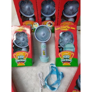 QUẠT MINI CẦM TAY - ĐỂ BÀN KUN ( TẶNG KÈM : DÂY SẠC VÀ DÂY ĐEO)