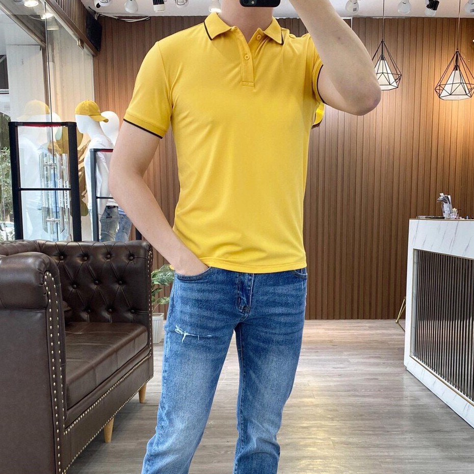 Áo phông nam Gman cổ bẻ ngắn tay phối viền cao cấp : Kiểu dáng Hàn Quốc chất liệu cotton , co giãn 4 chiều(APKV)