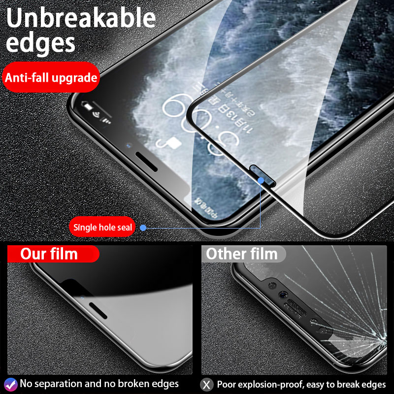 Kính cường lực chống sốc 10000d thích hợp cho Iphone 12 11 Pro X Xr Xs Max 7 8 6 6s Plus