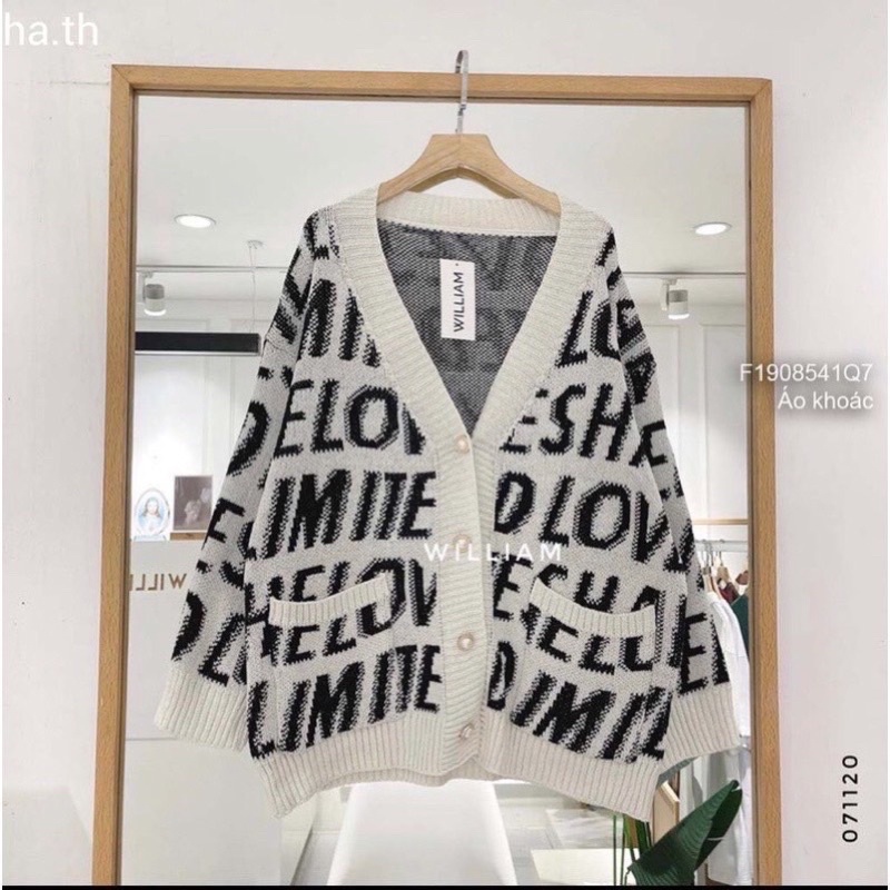 Áo khoác len cardigan hoạ tiết chữ to siêu xinh
