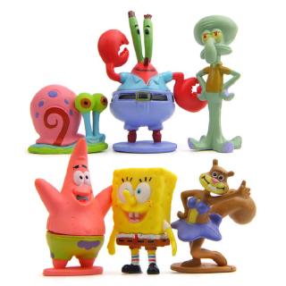6 cái / Bộ PVC Phim hoạt hình dễ thương Spongebob Hình trang trí hồ cá Trang chủ bể cá trang trí sân vườn