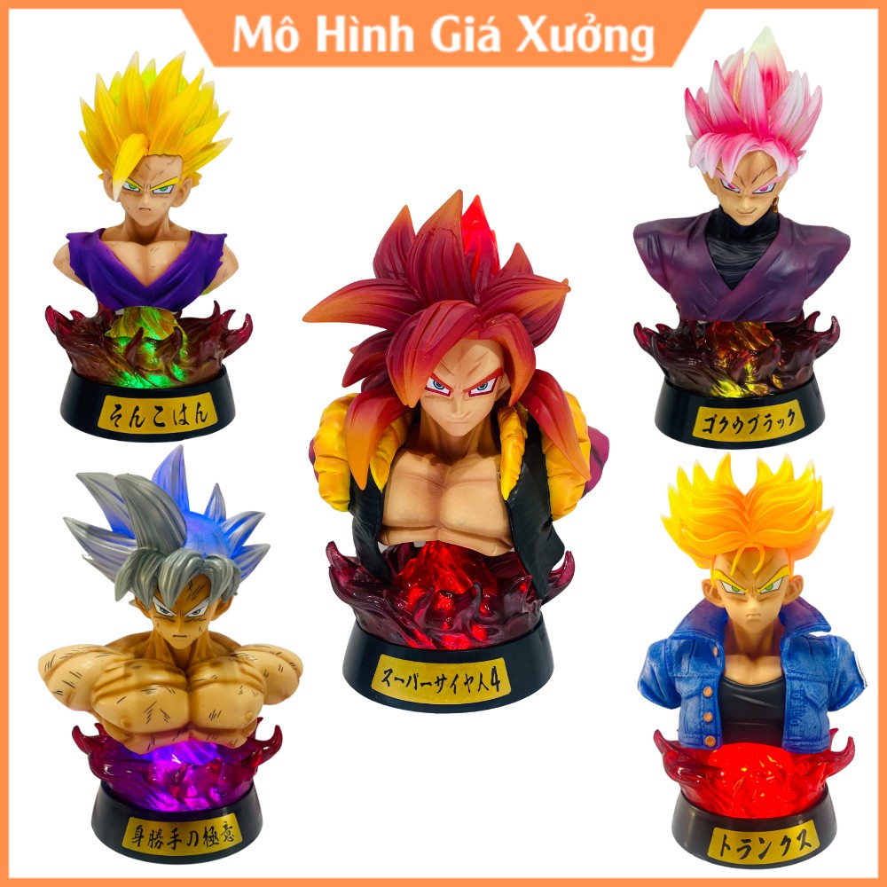 Mô hình Dragon Ball SonGoku , SonGohan , Gogeta , Trunks bán thân + có led cao 16-18cm , figure 7 viên ngọc rồng sogoku