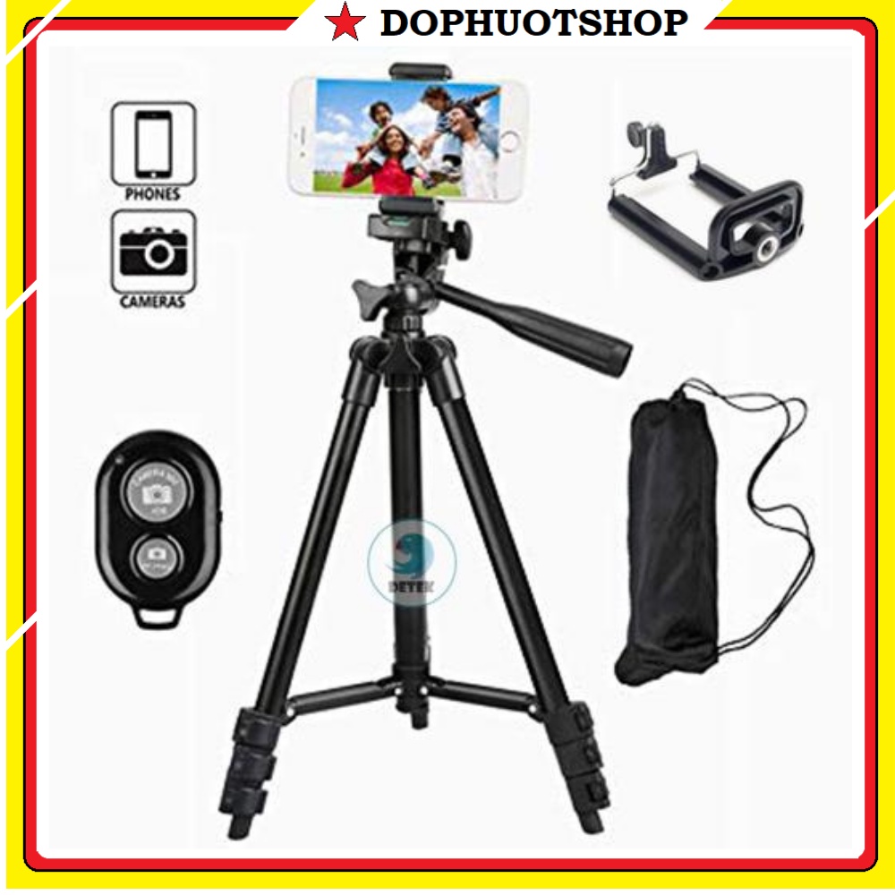 Gậy 3 Chân Tripod TF 3120 Màu Đen - Tặng Kẹp Điện Thoại Và Remote Chụp Hình Bluetooth