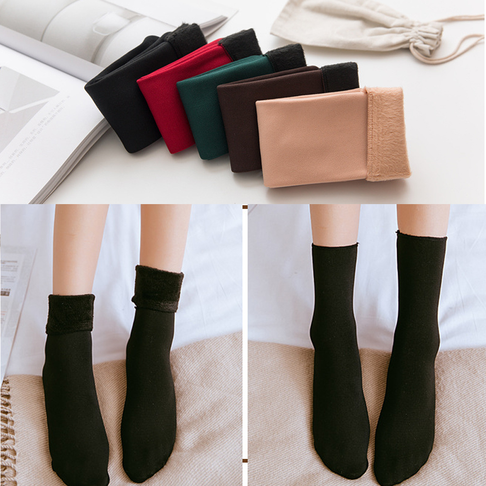 Vớ Len Cashmere Dày Giữ Ấm Mùa Đông Không Đường May Nhiều Màu Cho Nam Nữ