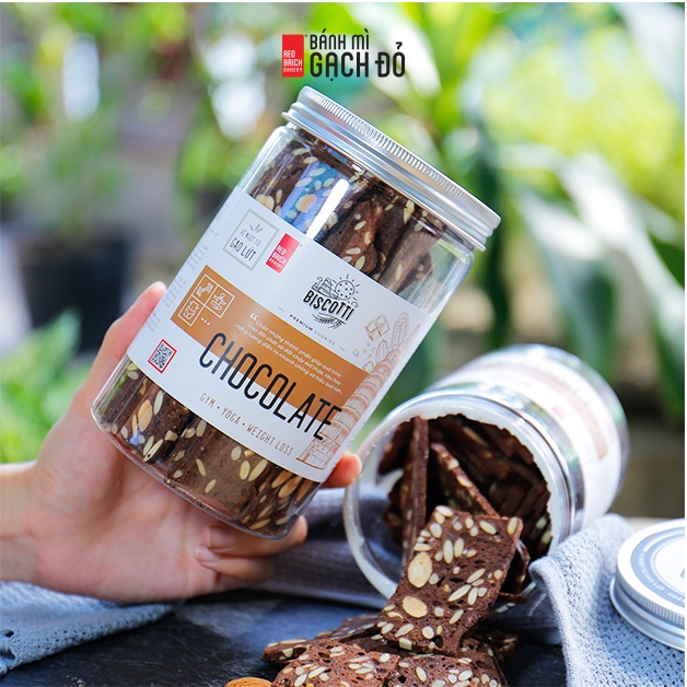 Biscotti Chocolate Gạch Đỏ 250g, ngọt từ gạo lứt và mật ong, chuẩn ăn kiêng