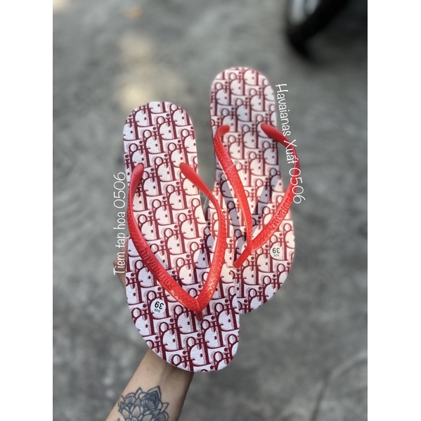 Dép kẹp Lào Hava hoạ tiết D.i.o.r Nữ