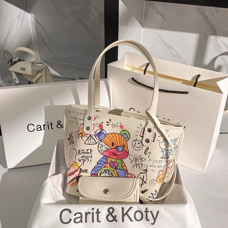 Túi quai xách nách hoạ tiết size 21 Carit & Koty