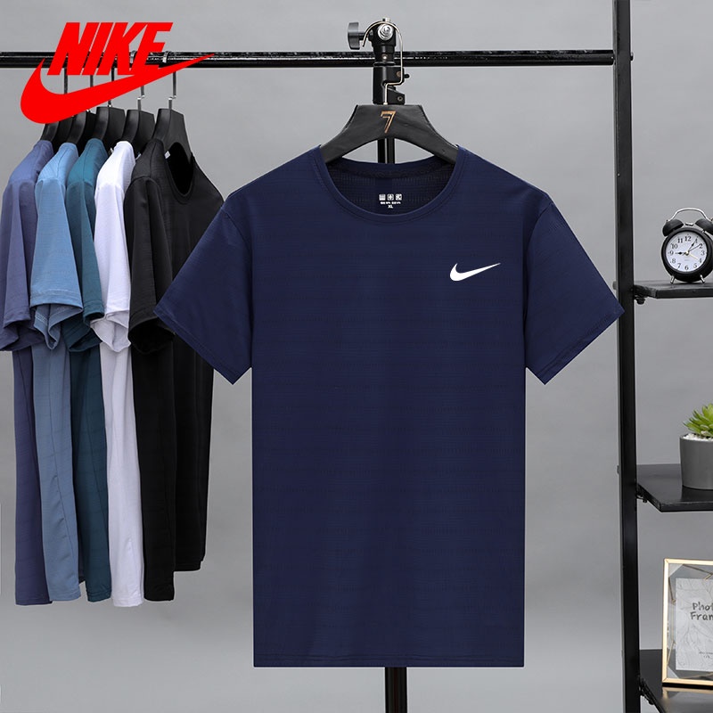 Áo Thun Thể Thao Bằng Lụa Lạnh Màu Trơn Mau Khô Thoáng Khí Mùa Hè Mới Cho Nam