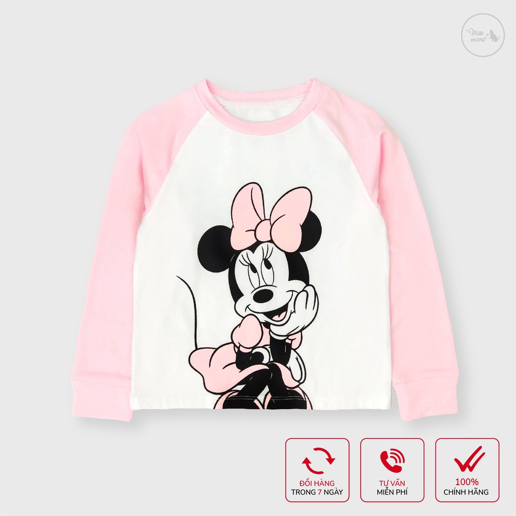 [Made in Vietnam] Bộ dài tay bé gái BIGFOX - MISS MEOW size đại, bộ thu đông cho bé chất cotton in Chuột MICKY 2-11 tuổi