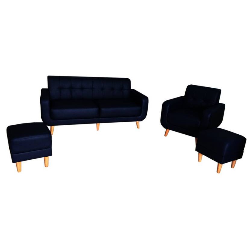 Bộ Sofa băng Juno Sofa 200 cm, ghế đơn 80 cm và 2 đôn 30x30 cm (Xanh)