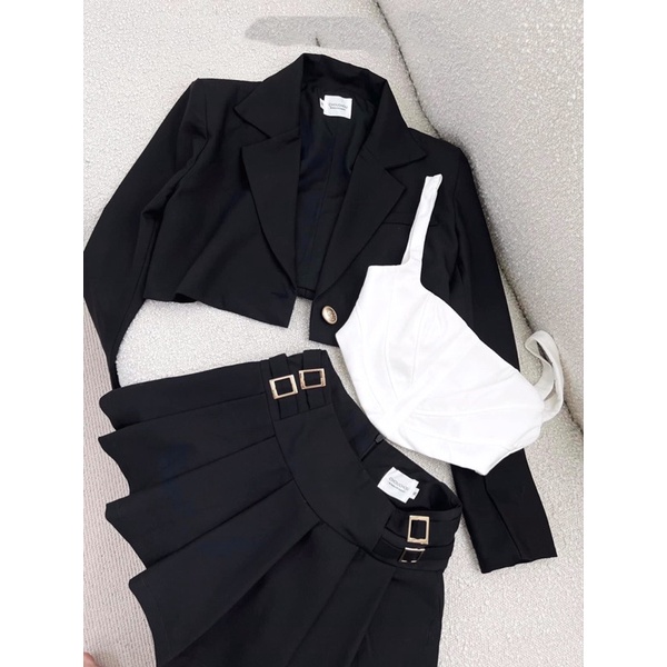 Set vest croptop 3 món thanh lịch, nhẹ nhàng