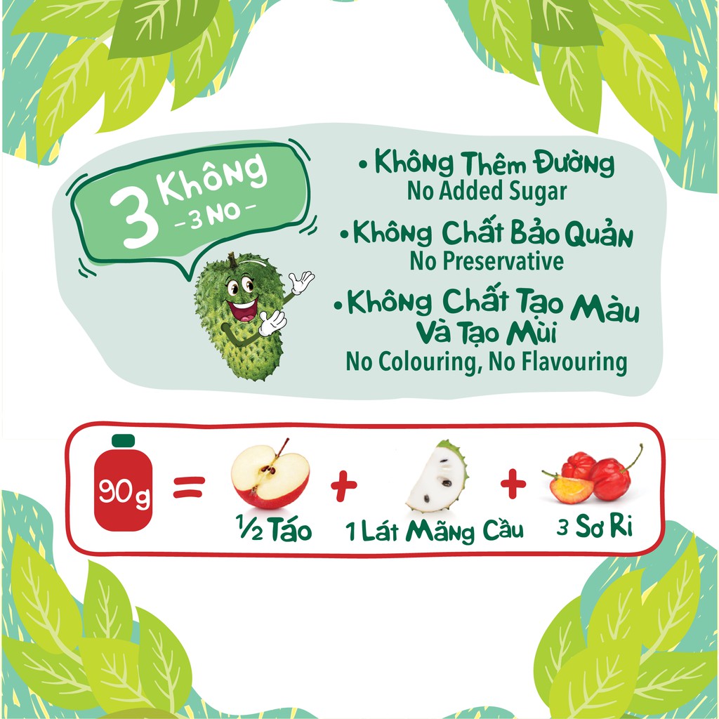 Combo 4 túi Trái Cây Xay Nhuyễn Vị Mãng cầu táo - 100% trái cây thật - ANDROS FRUIT ME UP - 90gx4