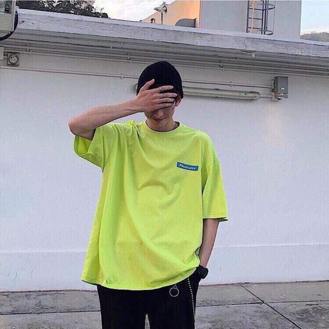 Áo thun XANH DẠ QUANG nam nữ tay lỡ phom rộng Unisex 38-70kg Oversize áo đôi, áo nhóm