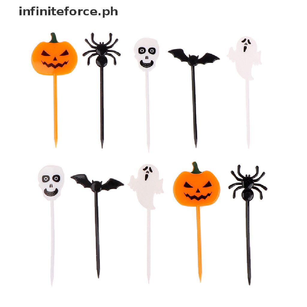 [IN]#Set 10 Nĩa Ăn Tráng Miệng Họa Tiết Hoạt Hình Phong Cách Halloween