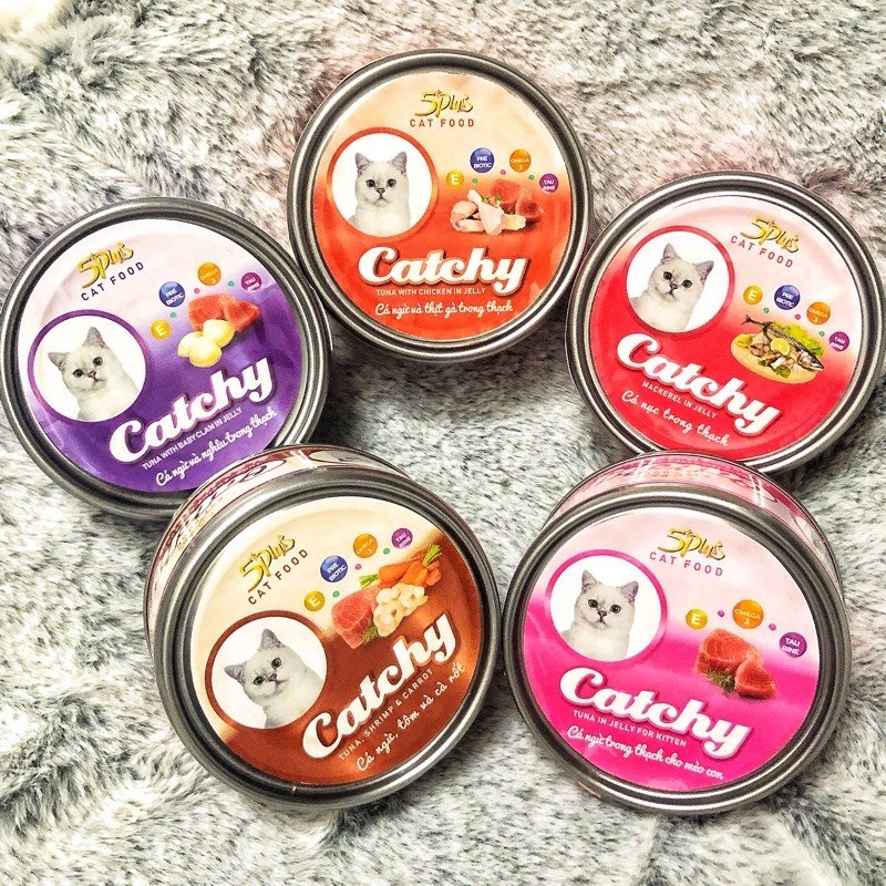 Pate cho mèo Catchy 5Plus dạng lon 170gram
